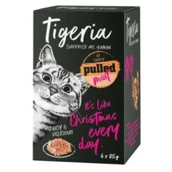 Tigeria Pulled Meat 24 X 85 G Comida Húmeda Para Gatos -Mascota Suministros Ventas 135598 pla tigeria pulledmeat pute 6x85g hs 7
