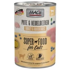 MAC's 12 X 400 G En Latas Para Gatos -Mascota Suministros Ventas 217997 pla macs katzenfutter pute heidelbeeren 400g hs 01 7 1