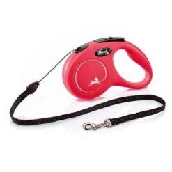 Correa Extensible Flexi New Classic Roja Con Cordón De 5 M
