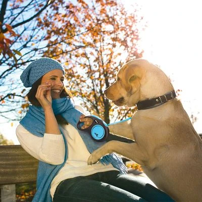 Correa Extensible Flexi New Neon Azul Con Cinta De 5 M - Imagen 2