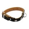 Collar De Cuero Heim Edelweiß Color Negro / Natural Para Perros
