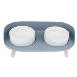 TIAKI Comedero Doble De Cerámica Para Mascotas 33 TIAKI Comedero Doble De Cerámica Para Mascotas -Mascota Suministros Ventas 302496 tiaki napf duo grau fg 6149 6