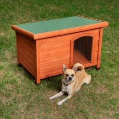 Caseta De Madera Woody Con Puerta Para Perros -Mascota Suministros Ventas 55517 woody flachdach outside fg 9073 9