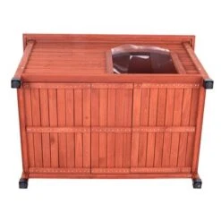 Caseta De Madera Woody Con Puerta Para Perros -Mascota Suministros Ventas 55518 woody flachdach fg 8302 3