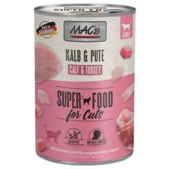 MAC's 12 X 400 G En Latas Para Gatos -Mascota Suministros Ventas 63601 pla macs katzenfutter kalb pute 400g hs 01 9 1