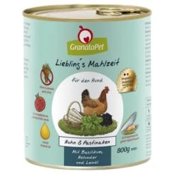GranataPet Liebling's Mahlzeit 6 X 800 G 19 GranataPet Liebling's Mahlzeit 6 X 800 G -Mascota Suministros Ventas 78130 pla granatapet lieblingsmahlzeit huhnpastinaken 6x800g 0