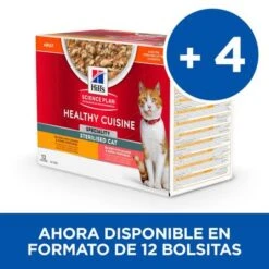 Hill's Science Plan Hill's Adult Sterilised Healthy Cuisine Con Pollo Y Salmón Para Gatos 19 Hill's Science Plan Hill's Adult Sterilised Healthy Cuisine Con Pollo Y Salmón Para Gatos -Mascota Suministros Ventas sp sterilized cat chicken salmon bk28509m bk28648m multipack fr 5
