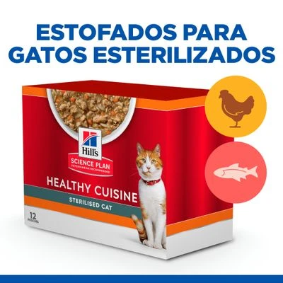 Hill's Science Plan Hill's Adult Sterilised Healthy Cuisine Con Pollo Y Salmón Para Gatos 2 Hill's Science Plan Hill's Adult Sterilised Healthy Cuisine Con Pollo Y Salmón Para Gatos - Imagen 2